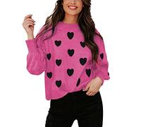 Générique Pull Chaud Femme Hiver Grande Taille，Pullover Femme Tricot Chaud à Manches Longues Col Rond avec Imprimé Amour Haut Décontracté