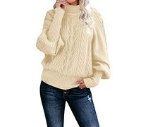 Générique Pull Chaud Femme Leger Epaule Denudee Printemps Jacquard Grande Taille Cachemire Hiver Broderie Pulls, Gilets Et Sweats Sweaters Col V Roulé Oversize en Noel Femme-Pull De