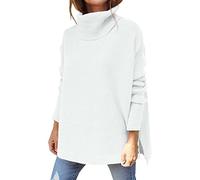 Générique Pull Chaud Femme Polaire, Pull Femme Col Roulé Manches Chauve-Souris Sweater Lâche Tricoté Confortable et Tendance pour Tenue Décontractée