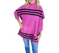 Générique Pull Chaud Femme, Pull rayé Femme col roulé Manches Chauve-Souris pour Saison Automne Hiver Confortable et élégant