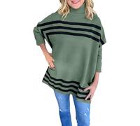 Générique Pull Chaud Femme, Pull rayé Femme col roulé Manches Chauve-Souris pour Saison Automne Hiver Confortable et élégant