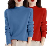 Générique Pull Cocooning Femme - Pull Cachemire Femme Col Rond Tops Manche Longue Sweatshirt Uni-Couleur Hauts Printemps Automne Sweat-Shirt Décontracté Sweat Simple Pulls Mode Sweat-Shirt