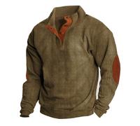 Générique Pull Col Camionneur Homme Sweatshirt en Micro Fleece Polaire - À Manches Longues Chaud Maillot De Chasse Survêtement Et Boutons Sweat Pull-Over Automne Hiver