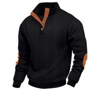 Générique Pull Col Montant Tricoté Jacquard pour Homme Henley en Tricot Gaufré pour Homme Pull Sweatshirt à Boutons Vintage