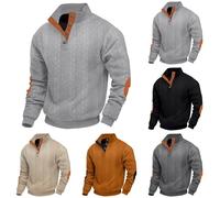 Générique Pull Col Montant Tricoté Jacquard pour Homme Henley en Tricot Gaufré pour Homme Pull Sweatshirt à Boutons Vintage