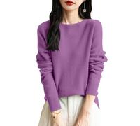 Générique Pull Col Rond Femme Uni Haut de Base Mode Sweater Pullover Manches Longues Tricot Essential Polyvalent pour Tenue Quotidienne Confortable et Élégante sous Un Manteau ou Seul