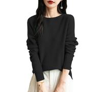 Générique Pull Col Rond Femme Uni Haut de Base Mode Sweater Pullover Manches Longues Tricot Essential Polyvalent pour Tenue Quotidienne Confortable et Élégante sous Un Manteau ou Seul