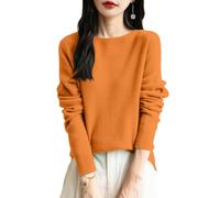 Générique Pull Col Rond Femme Uni Haut de Base Mode Sweater Pullover Manches Longues Tricot Essential Polyvalent pour Tenue Quotidienne Confortable et Élégante sous Un Manteau ou Seul