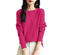 Générique Pull Col Rond Femme Uni Haut de Base Mode Sweater Pullover Manches Longues Tricot Essential Polyvalent pour Tenue Quotidienne Confortable et Élégante sous Un Manteau ou Seul