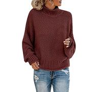 Générique Pull Col Roulé Femme Laine À Manches Longues Tricot Thermique Pull en Tricot Câblé Roulé Coupe Classique Chandails Pull Femme Chaud Sweatshirt Chic Et Elegant Automne Hiver Mode