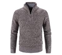 Générique Pull col roulé mi-saison homme tricot épais demi-fermeture éclair basique chandail automne hiver (Coffee, L)