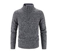 Générique Pull col roulé mi-saison homme tricot épais demi-fermeture éclair basique chandail automne hiver (Dark Gray, XL)