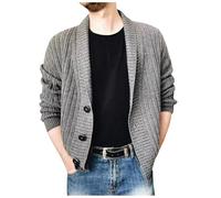 Générique Pull Coton Homme Hiver - Cardigan tricoté à Boutonnage pour Homme Couleur Unie Pull décontracté Ample Veste d'affaires Automne Hiver (Light Gray M)