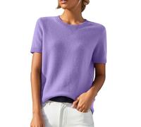 Générique Pull Crochet Femme-Pulls pour Femmes DéContractéS Col Rond Coupe Ample Manches Courtes Pull MéLange Tendance