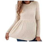 Générique Pull de maternité à manches longues pour femme - Tunique de grossesse - Col rond - Côtelée - Confortable - Pour femmes enceintes et mères