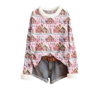 Générique Pull de Noel, Chemise Noël Femme Hiver Sapin Cerf Vetement Christmas Chauffant Grande Taille Humour Gilets Sweet Sweat Chauffant Joli Col V Pull de Noël Lumineux Et Musical XL