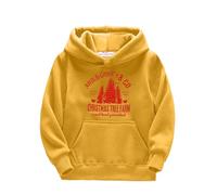 Générique Pull de NoëL Enfant Enfant en Bas âge Enfants Filles garçons Arbres de Noël Lettres Imprime Pull à Cordon Serrage à Capuche Hauts Confortables Chemisier Ample(Yellow,3-4 Ans)