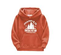 Générique Pull de NoëL Enfant Enfant en Bas âge Enfants Filles garçons Arbres de Noël Lettres Imprime Pull à Cordon Serrage à Capuche Hauts Confortables Chemisier Ample(Orange,10-12 Ans)