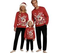 Générique Pull De Noel Enfant, Pull Noel Famille Sweat Femme Homme Enfants Christmas Sweater Pulls De Noël Familles Longue Col Rondmanches Tops, Rouge,6-7 Jahre