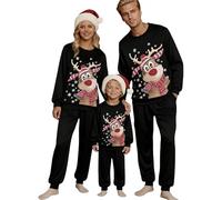 Générique Pull De Noel Enfant, Pull Noel Famille Sweat Femme Homme Enfants Christmas Sweater Pulls De Noël Familles Longue Col Rondmanches Tops, Noir,6-7 Jahre