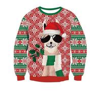 Générique Pull de Noel Enfants Pull Moche de Noel Garçon Drôle Imprimé Noël Sweatshirt Hiver Enfants Funky Col Rond Pulls de Noël Style Fête Décontracté Pulls Fille Merry Christmas Pullover