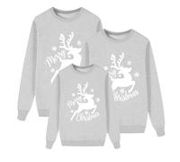 Générique Pull De Noel Famille Femme Homme Enfants Longue Col Rond Chaud Wapiti Assortis De Noël Automne Tops Imprimé Christmas Longue Manches Tops Christmas Sweater Pulls Familles #