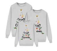Générique Pull de Noel Famille Femme Renne Noël pour la Famille Homme Enfants Longue Manches Tops Christmas Sweater Pulls Familles Col Rond Sweat-Shirt Hiver Chaud Santa Wapiti Imprimé Assortis Top