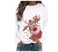 Générique Pull De Noel Femme Automne Hiver décontracté Noël Renne Bonhomme de Neige Cloches imprimé Mignon Manches Longues col Rond Pull Confortable Fille