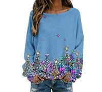 Générique Pull de Noel Femme avec Renne Bonhomme Neige et Cloches Imprimés Automne Hiver Décontracté Sweat sans Capuche Mignon Manches Longues col Rond Sweatshirts