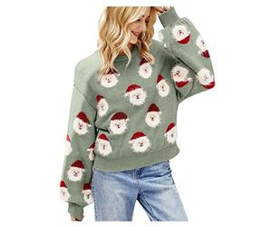 Générique Pull de Noel Femme Bonhomme de Neige Elan Fête Sweater à Manches Longues Sweat Chaud Christmas Jumper Manches Longues Doux Confortable S-3XL