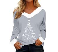 Générique Pull De Noel Femme Col V Polaire Tshirt Noel Hiver Polaire Moche Pulls Manches Longues Chaud Sweat Ugly Christmas Sweater 2026
