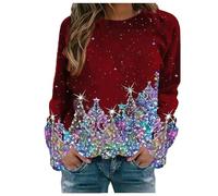 Générique Pull De Noel Femme,Femmes Automne Hiver décorations de Sapin Noël Flocon Neige imprimé Mignon Manches Longues col Rond Pull Confortable