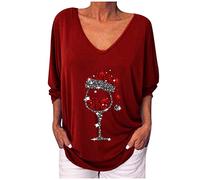 Générique Pull De Noel Femme Femmes Pull Noel Moche Manches Longues Col v 2025 Sweat De Noël T-Shirts Femme Grande Taille Rigolo Sweatshirts Tendance Motif Confortable Pullover Tops Cadeau Maman Noël