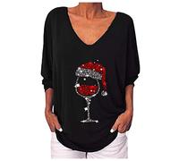 Générique Pull De Noel Femme Femmes Pull Noel Moche Manches Longues Col v 2025 Sweat De Noël T-Shirts Femme Grande Taille Rigolo Sweatshirts Tendance Motif Confortable Pullover Tops Cadeau Maman Noël