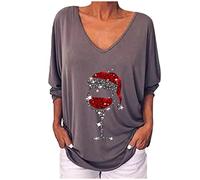 Générique Pull De Noel Femme Femmes Pull Noel Moche Manches Longues Col v 2025 Sweat De Noël T-Shirts Femme Grande Taille Rigolo Sweatshirts Tendance Motif Confortable Pullover Tops Cadeau Maman Noël