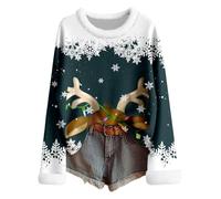 Générique Pull De Noël Femme Manche Longue Pull De Noël Femme Chaud Femmes Automne Hiver Europe Et États-Unis Création Noël Tricot Manche Longue Col Rond Imprimé Élégant Mode Over