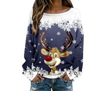 Générique Pull De Noël Femme Manche Longue Pull De Noël Femme Chaud Femmes Automne Hiver Europe Et États-Unis Création Noël Tricot Manche Longue Col Rond Imprimé Mode Sweatshirts