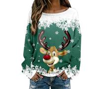 Générique Pull De Noël Femme Manche Longue Pull De Noël Femme Chaud Femmes Automne Hiver Europe Et États-Unis Création Noël Tricot Manche Longue Col Rond Imprimé Mode Sweatshirts