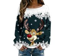 Générique Pull De Noël Femme Manche Longue Pull De Noël Femme Chaud Femmes Automne Hiver Europe Et États-Unis Création Noël Tricot Manche Longue Col Rond Imprimé Mode Sweatshirts