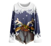 Générique Pull De Noël Femme Manche Longue Pull De Noël Femme Chaud Femmes Automne Hiver Europe Et États-Unis Création Noël Tricot Manche Longue Col Rond Imprimé Élégant Mode Over