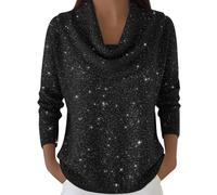 Générique Pull De Noel Femme Manches Longues- Haut Thermique Col Montant Chic Et Elegant Coupe Ample Sweater Décontracté Couleur Unie Paillettes T-Shirt Doux Polyvalent Automne Hiver Carnaval Top