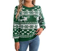 Générique Pull de Noël Femme Motif Cerf Enchanté Col Rond Manches Longues Sweater Tricot Léger Chaud Confortable Automne Hiver 2024 Tenue Fêtes Casual Look Nature Cadeau Idée