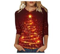 Générique Pull De Noël Femme Paillettes Moche Tee Shirt Grande Taille Rose Lumineux LED Famille Halloween Col V Rouge Pailleté Citrouille