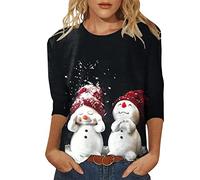 Générique Pull De Noel Femme Pulls Et Sweatshirts avec Motifs De Rennes Tshirt Noel Femme Chemises Élégant Col Rond T-Shirts Amusant Hauts pour Toutes Occasions Noir L