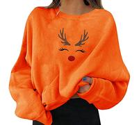 Générique Pull De Noel Femme Renne De pour La Longue Manches Tops Christmas Sweater Pulls Col Rond Sweat-Shirt Hiver Chaud Santa Wapiti Imprimé Assortis à Manches Longues AppropriéEs Ample