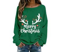 Générique Pull De Noel Femme Rigolo Christmas Pull Moche De Noel Femme Col Rond Longues Imprimé de Sweatshirt Taille Pullover Neige Sweatshirt Grande Taille Pullover