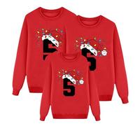 Générique Pull De Noel Femme Sweat Femme Noël Sweat Shirt Manches Longues Col Rond Imprimé Chiffre Noël Mode Velours Plus Taille Grande Parent Enfant pour Tenue Fêtes Vêtement Style Papa Look Dad