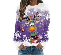 Générique Pull de Noel Femme Sweat Femme Ugly Sweat-Shirt Noël À Manches Longues Imprimés De Mode Pull Noels Famille Oversize Hiver Chaud Sweat-Shirt Christmas Ample Et Décontracté 2025