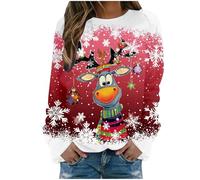 Générique Pull de Noel Femme Sweat Femme Ugly Sweat-Shirt Noël À Manches Longues Imprimés De Mode Pull Noels Famille Oversize Hiver Chaud Sweat-Shirt Christmas Ample Et Décontracté 2025