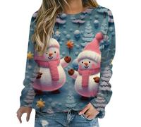 Générique Pull de Noel Femme Sweat Grande Taille Rigolo Impression Sweat-Shirt Hiver Décontracté Drole Sweatshirts Automne Moche Confortable Pullover Manche Longue Col Rond Vêtements S-3XL
